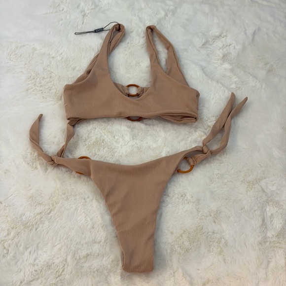 Zaful Tan Bikini with Ring Accents NWOT - Picture 2 of 4